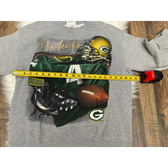 Lee Sport Vintage Green Bay Packers Brett Favre 4 Size Med USA Gray Sweatshirt - Picture 5 of 8